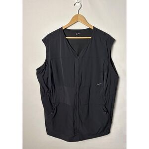 Nike Vest Womens 1X Black Dri-FIT Training Zip Front Pockets Waist FB3142-010